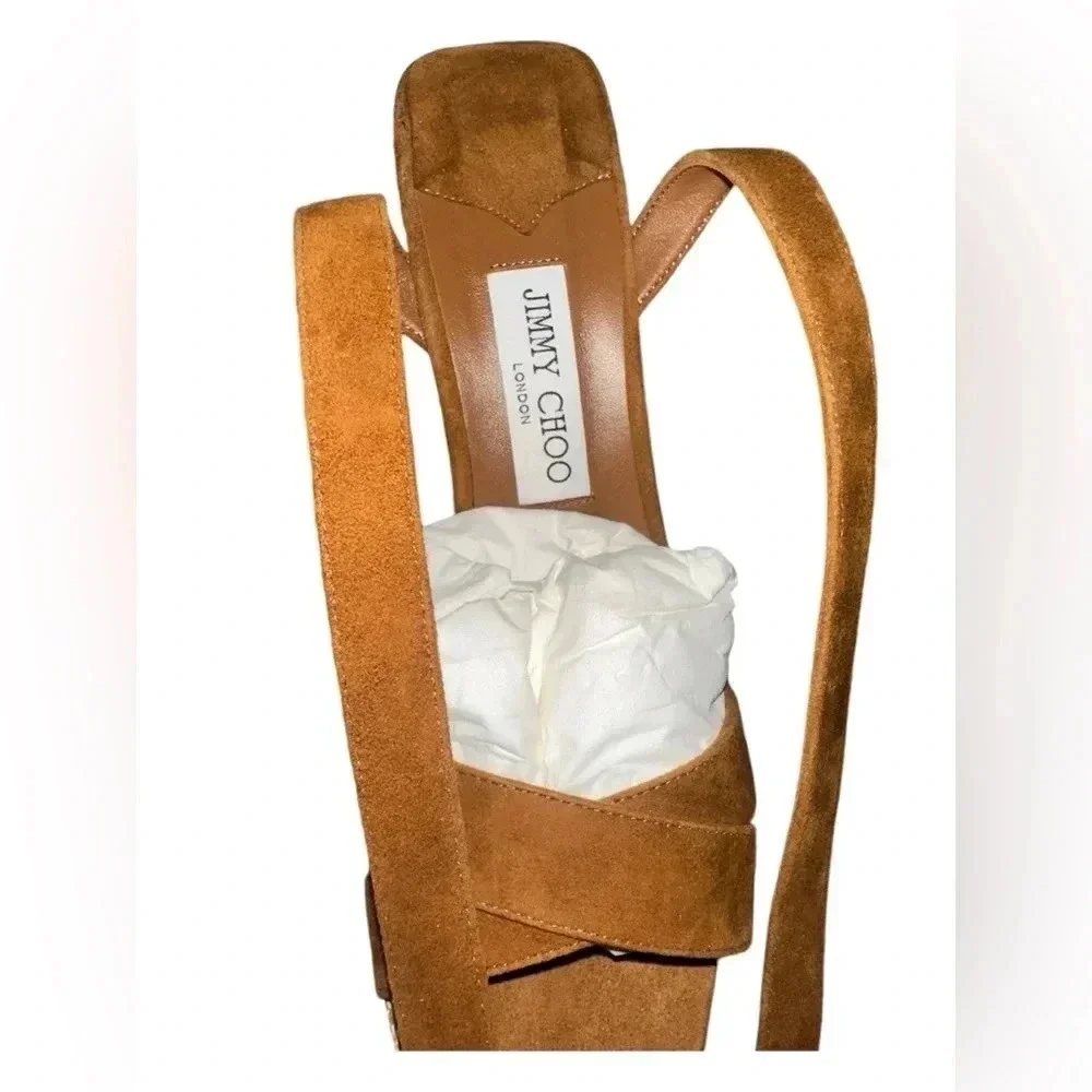 Jimmy Choo Rattan Suede Platform Sandal Sz 40 (US 10)